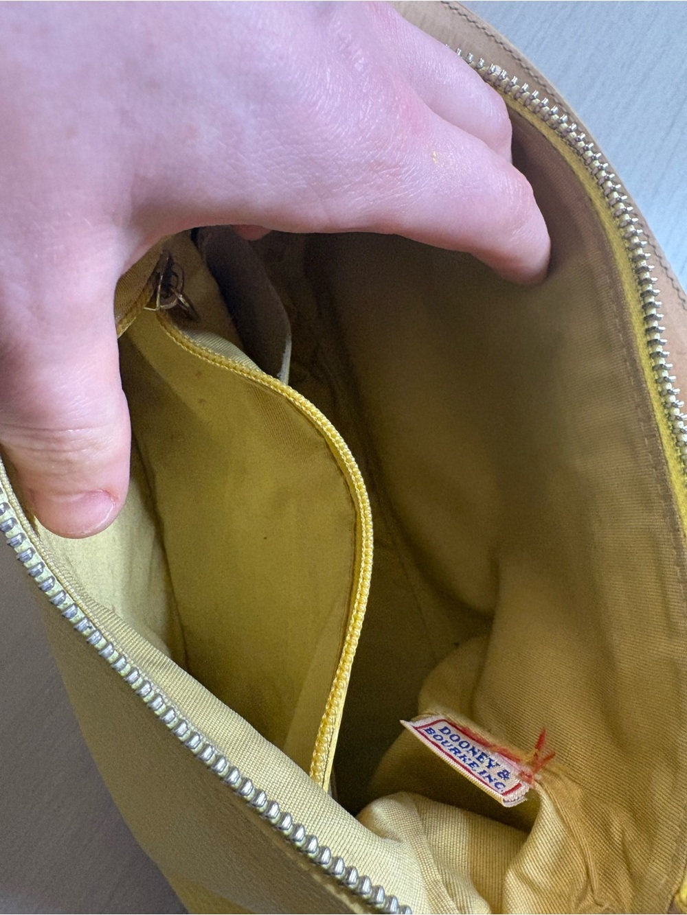 Dooney & Bourke Yellow Shoulder Bag with Tan Trim - Picture 15 of 15